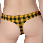 Fire Yellow Buffalo Check Pattern Print Women's Thong