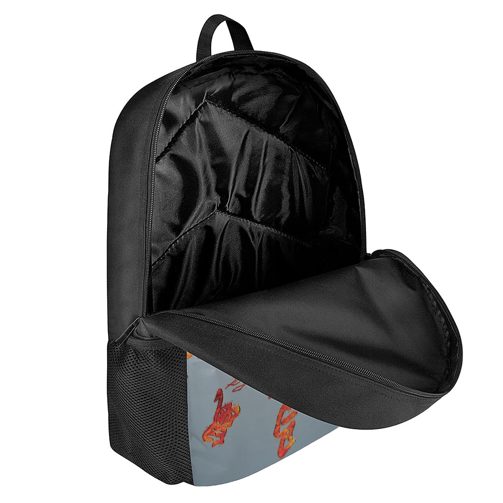 Fire Yin Yang Chinese Zodiac Print 17 Inch Backpack