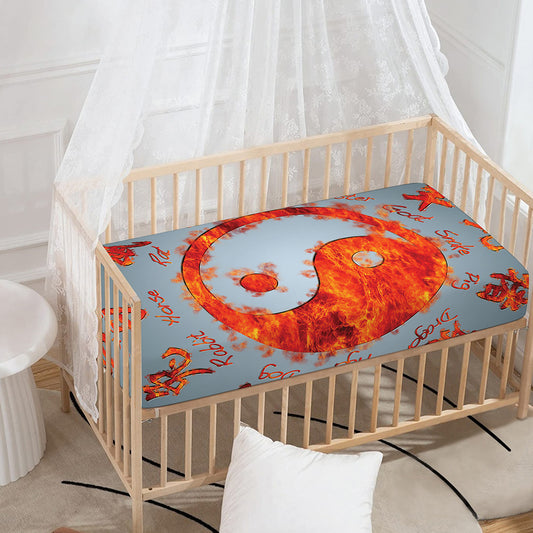 Fire Yin Yang Chinese Zodiac Print Baby Crib Sheet