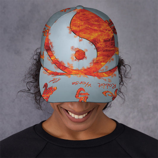 Fire Yin Yang Chinese Zodiac Print Baseball Cap