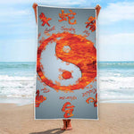 Fire Yin Yang Chinese Zodiac Print Beach Towel