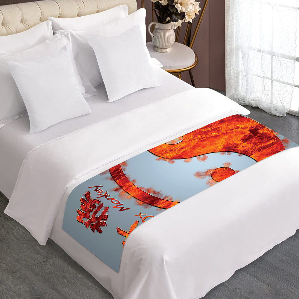 Fire Yin Yang Chinese Zodiac Print Bed Runner