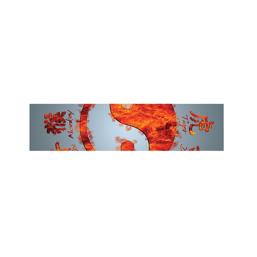 Fire Yin Yang Chinese Zodiac Print Bed Runner