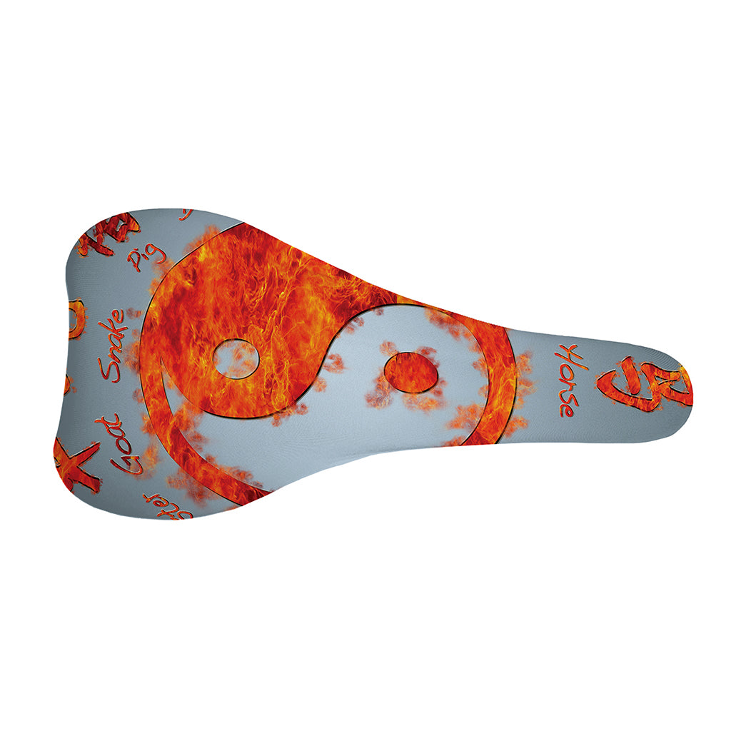 Fire Yin Yang Chinese Zodiac Print Bicycle Seat Cover