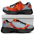 Fire Yin Yang Chinese Zodiac Print Black Chunky Shoes