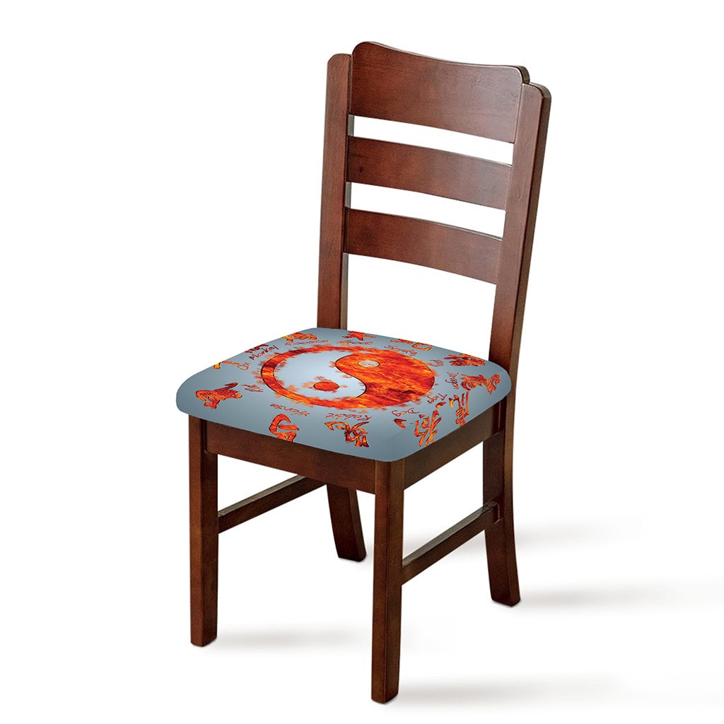 Fire Yin Yang Chinese Zodiac Print Chair Cushion Cover