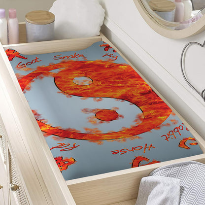 Fire Yin Yang Chinese Zodiac Print Changing Pad Cover