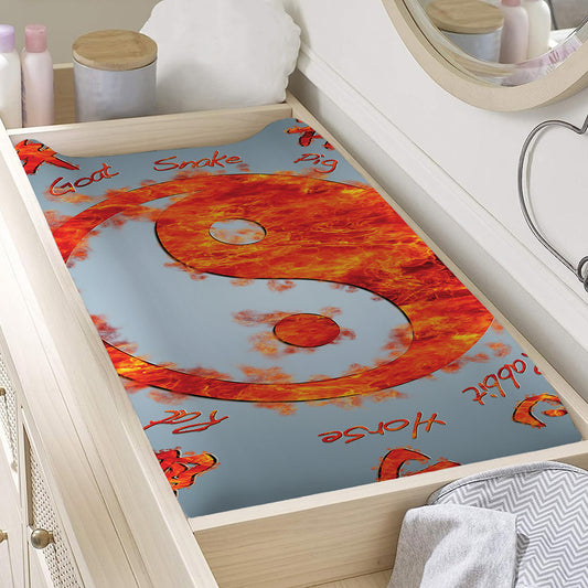 Fire Yin Yang Chinese Zodiac Print Changing Pad Cover