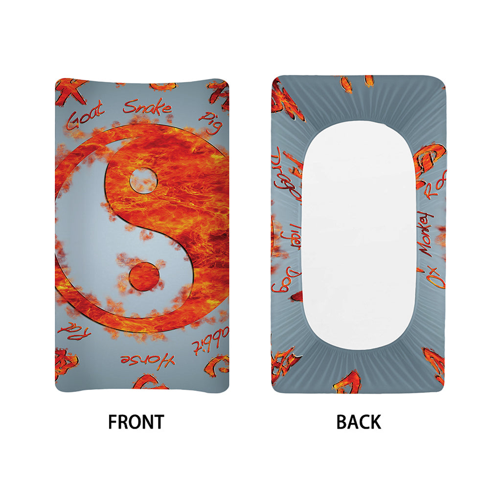 Fire Yin Yang Chinese Zodiac Print Changing Pad Cover