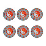 Fire Yin Yang Chinese Zodiac Print Coaster Set