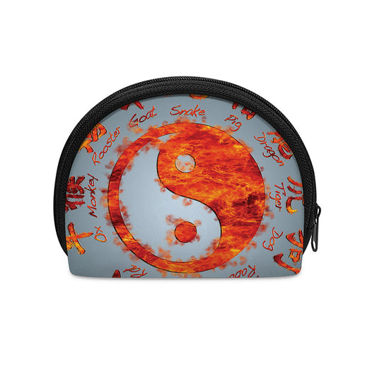 Fire Yin Yang Chinese Zodiac Print Coin Purse