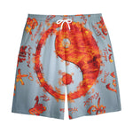 Fire Yin Yang Chinese Zodiac Print Cotton Shorts