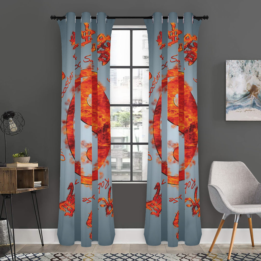 Fire Yin Yang Chinese Zodiac Print Curtain