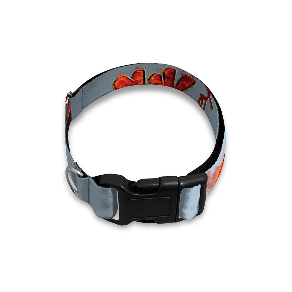 Fire Yin Yang Chinese Zodiac Print Dog Collar