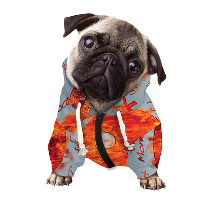 Fire Yin Yang Chinese Zodiac Print Dog Zip Up Hoodie