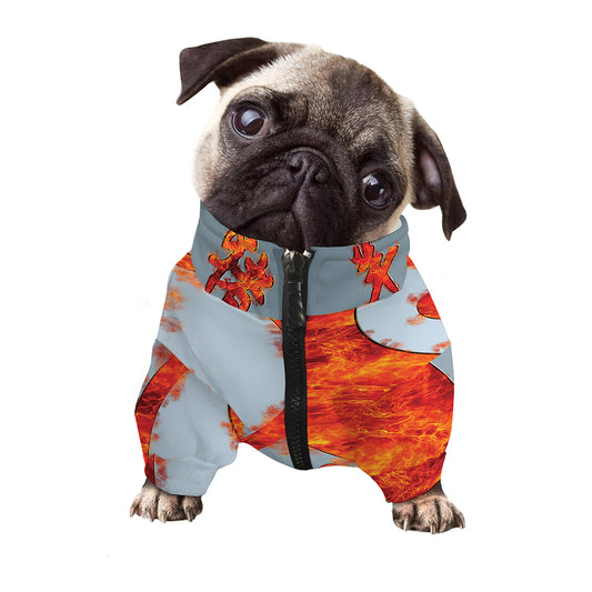 Fire Yin Yang Chinese Zodiac Print Dog Zip Up Jacket