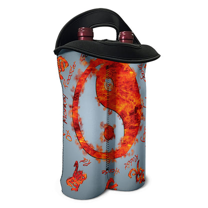 Fire Yin Yang Chinese Zodiac Print Double Neoprene Wine Tote