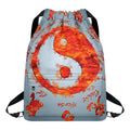 Fire Yin Yang Chinese Zodiac Print Drawstring Backpack