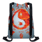 Fire Yin Yang Chinese Zodiac Print Drawstring Backpack
