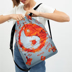 Fire Yin Yang Chinese Zodiac Print Drawstring Backpack