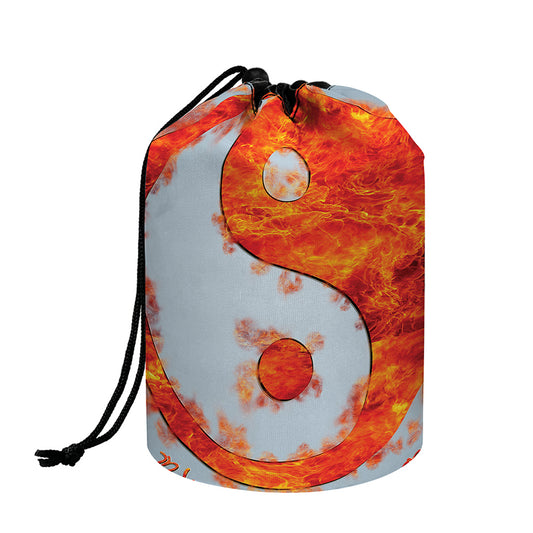 Fire Yin Yang Chinese Zodiac Print Drawstring Makeup Bag