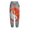 Fire Yin Yang Chinese Zodiac Print Fleece Lined Knit Pants