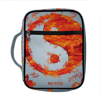 Fire Yin Yang Chinese Zodiac Print Front Pocket Bible Bag