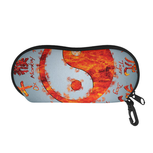 Fire Yin Yang Chinese Zodiac Print Glasses Case