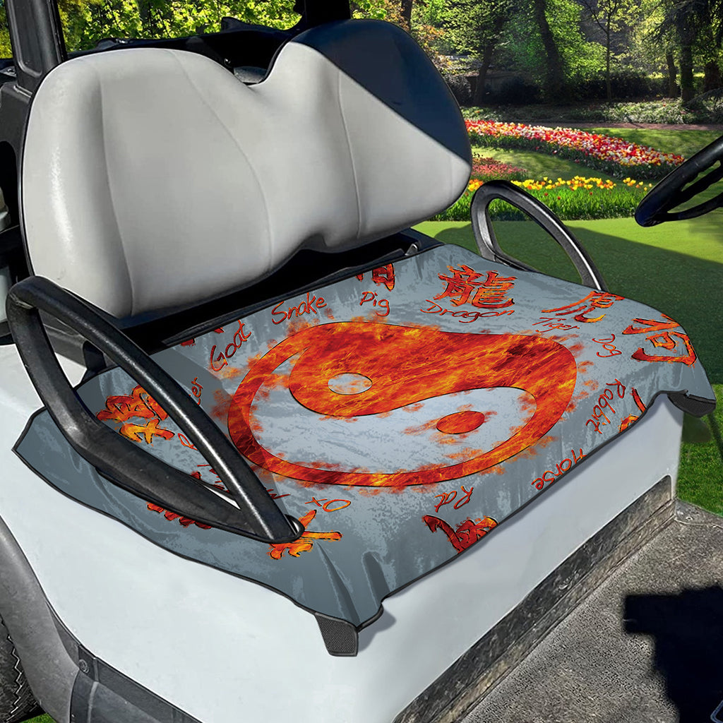Fire Yin Yang Chinese Zodiac Print Golf Cart Seat Cover
