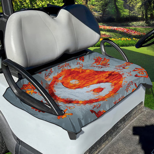 Fire Yin Yang Chinese Zodiac Print Golf Cart Seat Cover