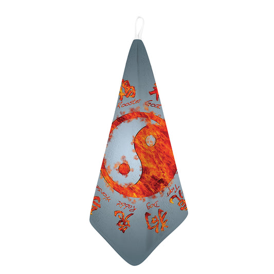 Fire Yin Yang Chinese Zodiac Print Hand Towel