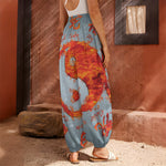 Fire Yin Yang Chinese Zodiac Print Harem Pants