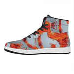 Fire Yin Yang Chinese Zodiac Print High Top Leather Sneakers
