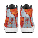 Fire Yin Yang Chinese Zodiac Print High Top Leather Sneakers
