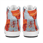 Fire Yin Yang Chinese Zodiac Print High Top Leather Sneakers