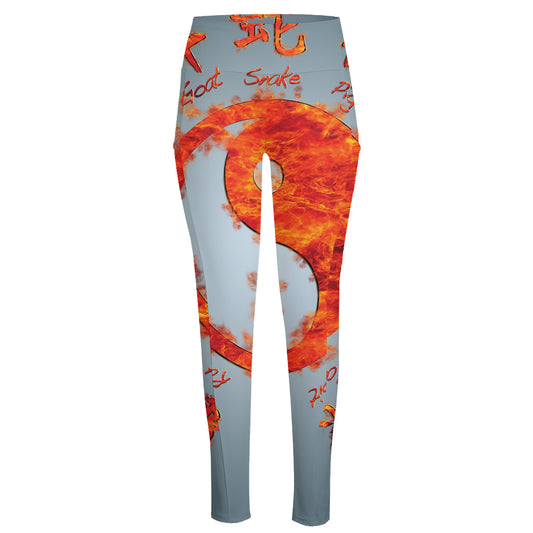 Fire Yin Yang Chinese Zodiac Print High-Waisted Pocket Leggings