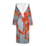 Fire Yin Yang Chinese Zodiac Print Hooded Bathrobe