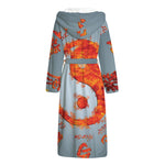 Fire Yin Yang Chinese Zodiac Print Hooded Bathrobe
