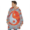 Fire Yin Yang Chinese Zodiac Print Hoodie Blanket