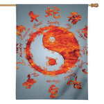 Fire Yin Yang Chinese Zodiac Print House Flag