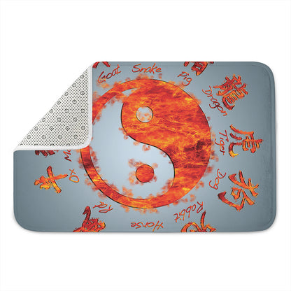 Fire Yin Yang Chinese Zodiac Print Indoor Door Mat