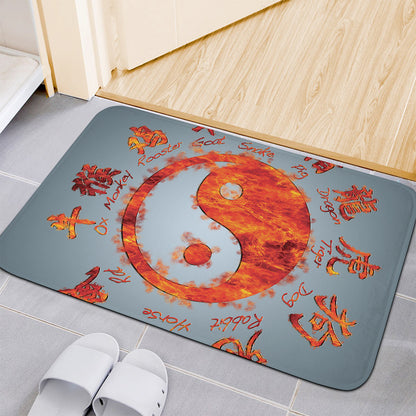 Fire Yin Yang Chinese Zodiac Print Indoor Door Mat