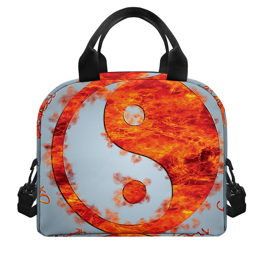 Fire Yin Yang Chinese Zodiac Print Insulated Lunch Bag