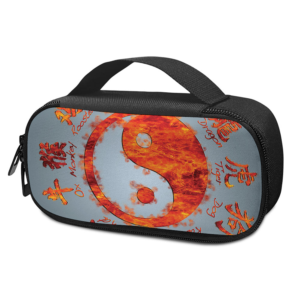 Fire Yin Yang Chinese Zodiac Print Insulin Cooler Travel Case