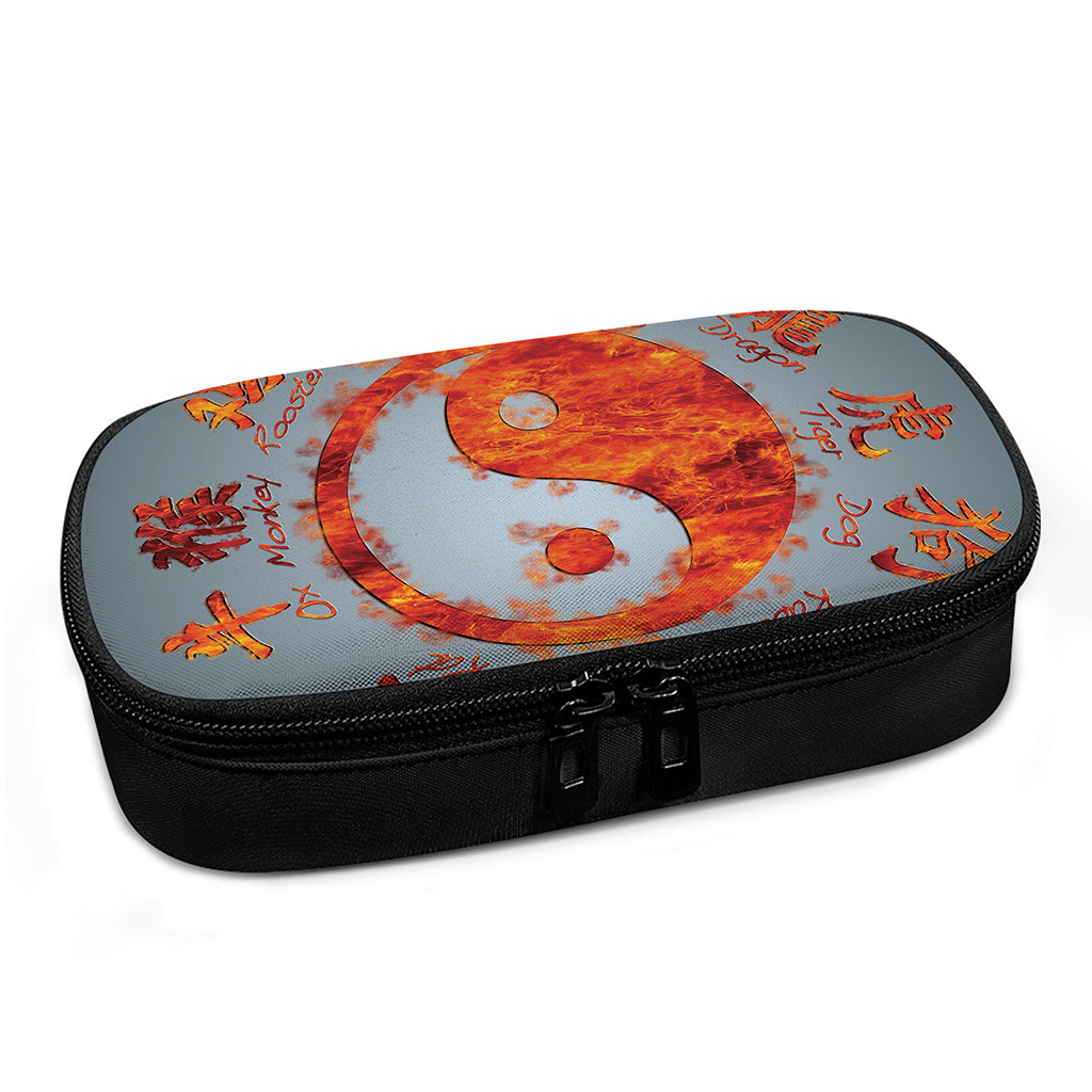 Fire Yin Yang Chinese Zodiac Print Insulin Cooler Travel Case