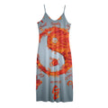 Fire Yin Yang Chinese Zodiac Print Jersey Midi Cami Dress