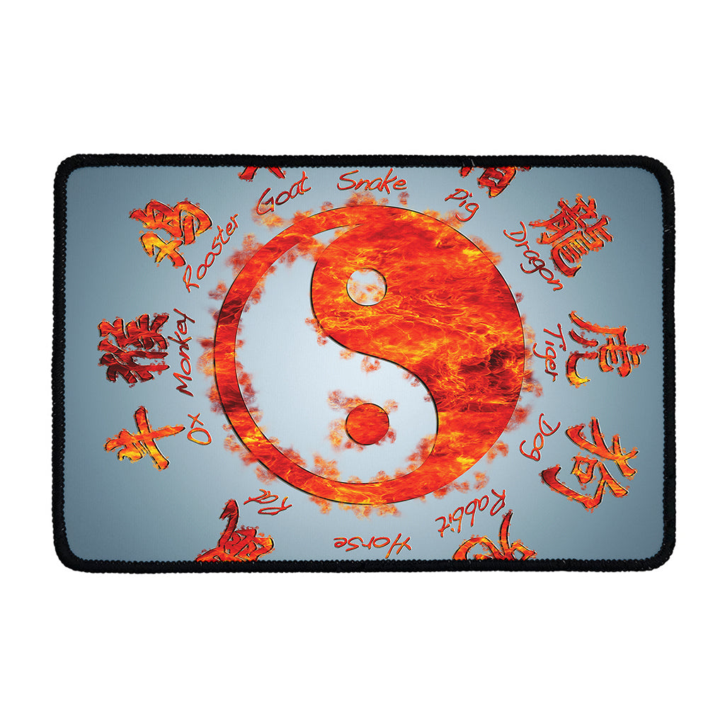 Fire Yin Yang Chinese Zodiac Print Kitchen Mat