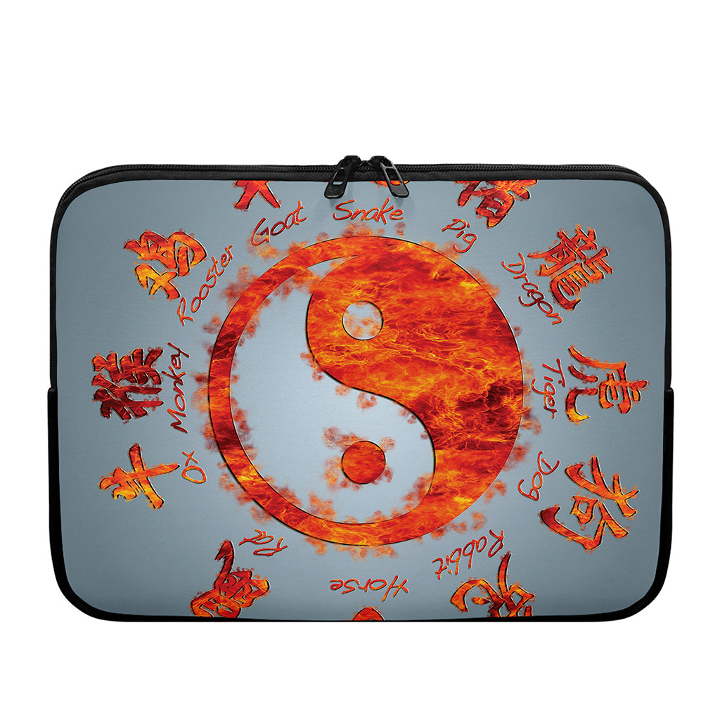 Fire Yin Yang Chinese Zodiac Print Laptop Sleeve