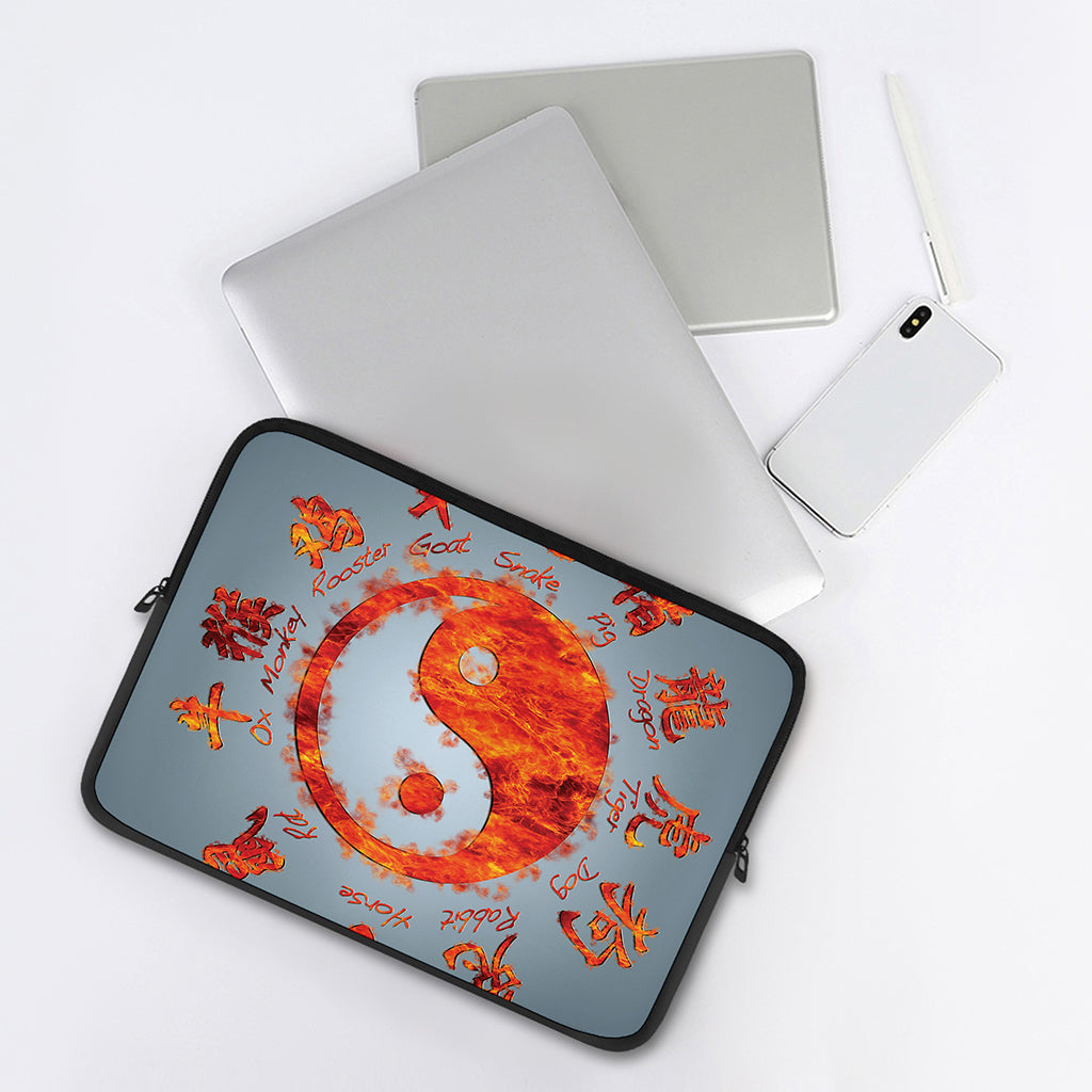 Fire Yin Yang Chinese Zodiac Print Laptop Sleeve