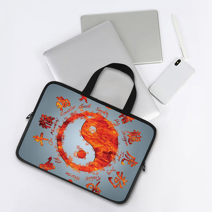 Fire Yin Yang Chinese Zodiac Print Laptop Sleeve With Handle